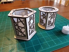 Candle Holder Lantern Lines Laser Cut DXF File