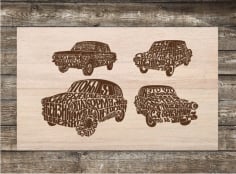 Car Illustrations Laser Cut CDR File