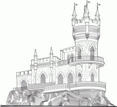 Castle Vector line drawing vector art Laser Cut CDR File