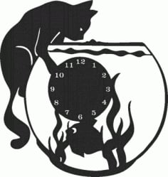 Cat Fish Digital Wall Clock CDR File