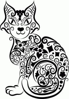 Cat Vector Line Art Free CDR Vectors File