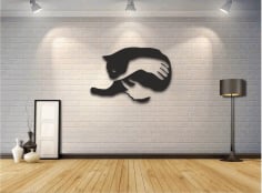 Cat Wall Art Laser Cut Free CDR File