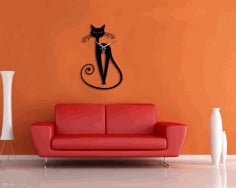 Cat Wall Clock Laser Cut Free CDR File