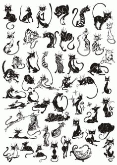 Cats Vector Set Free CDR Vectors File