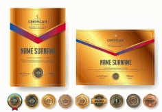 Certificate of Appreciation Template With Luxury Premium Badges Illustrator Vector File