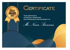 Certificate Template Modern Elegant Dynamic Curves Decor Vector File