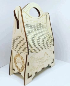 Champagne Gift Box Wooden Champagne Wine Bag Design Laser Cut CDR File