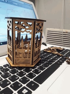 Christmas Lamp Night Light Deer Lantern 3mm Plywood Laser Cut CDR File