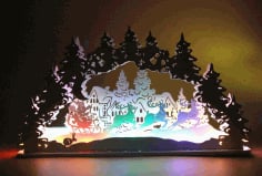 Christmas Santa Snowman Elk Lamp Night Light Desktop Xmas Decor Laser Cut CDR File