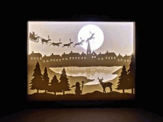 Christmas Shadow Box Night Light Paper Cut Laser Cut CDR File