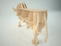 CNC Laser Cut 3D Puzzle Bull Wooden Shelf Vector DXF File