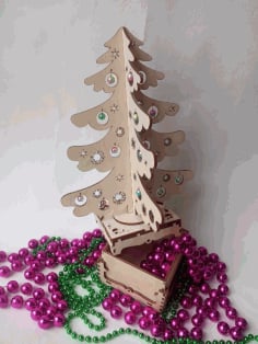 CNC Laser Cut Christmas Tree Surprise Vector CDR File