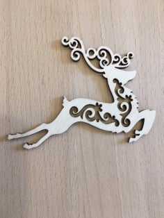 CNC Laser Cut Decorative Santa Reindeer Plywood Toys For Christmas Vector CDR File