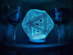 CNC Laser Cut Icosahedron 3D Night Light Acrylic Optical Illusion Lamp CDR File