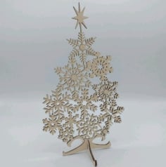 CNC Laser Cut Snowflake Christmas Tree Vector DXF File