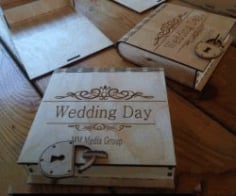 CNC Laser Cut Wedding Box with Lock CDR File