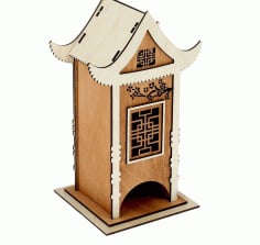 CNC Laser Cut Wood Box House DXF File