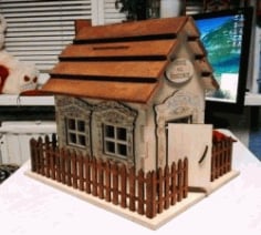 CNC Laser Cut Wooden House Model CDR File