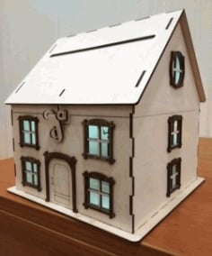 CNC Laser Cut Wooden House Piggy Bank CDR File