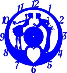 Couple Love Heart Wall Clock Laser Cut File