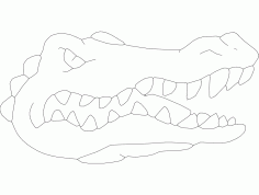 Crocodile Animal Line Vector Art DXF File