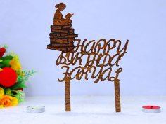 Custom Laser Cut wood Cake Topper Birthday Cake Topper for Girls Vector File