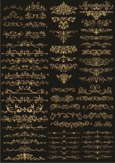 Decor Golden Border Elements Vector Set Free CDR Vectors File