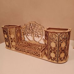 Decor Tree Desktop Organizer Pen Holder DXF File for Laser Cutting