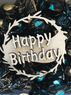 Decorative Happy Birthday Topper Laser Cut Design CDR File