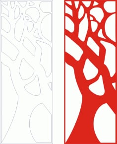 Decorative Stone Tree Seamless Panel Laser Cut CDR File