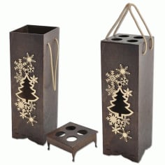 Decorative Wine Bottle Packaging Gift Boxes Design Laser Cut CDR File