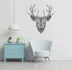 Deer Head Polygonal Panel Wall Decor Laser Cut CDR File