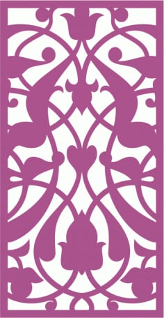 Design Of Laser Cut Floral Screen Free CDR Vectors File