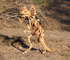 Dilophosaurus Dinosaur 3D Puzzle Model 3mm Laser Cut Free CDR File