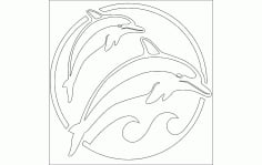 Dolphins Set Template CNC Router Free DXF File