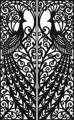 Door Design Peacock Laser Cut CDR File