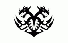 Dragon Heart Shape Silhouette DXF File