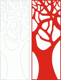 Dry Tree Vertical Design Screen Grille Panel Pattern Laser Cut CDR File