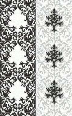 Elegant Vector Damask Panel Laser Cutting CDR File