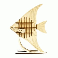 Engraved Wooden Fish on Stand CDR Vectors File