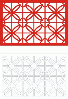 Fancy Horizontal Seamless Room Grill Divider Panel Design Laser Cut CDR File