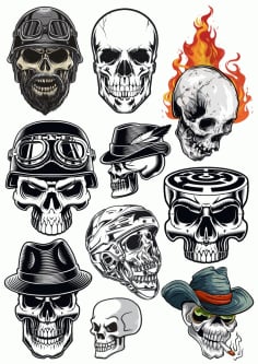 Fire Skull Vector Horror Set CDR Vectors File