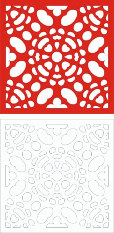 Floral Double Tile Seamless Panel Laser Cut CDR File