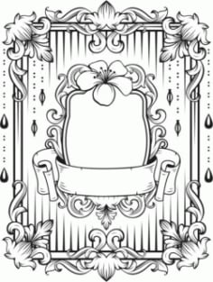 Floral Frame Laser Engraving Machines Free Vector DXF File