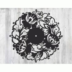 Floral Frame Wall Clock Design CDR File