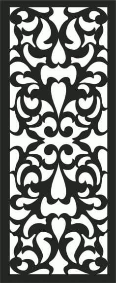 Floral Laser Cut Metal Privacy Screen Panel DXF File