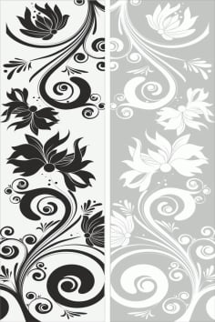 Floral Seamless Sandblast Pattern Room Divider and Background Screen Panels Laser Cut CDR File