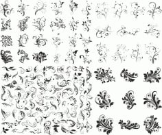 Floral Swirls Set Free CDR Vectors File