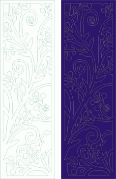 Floral Vertical Banner Grill Panel Laser Cut CDR File