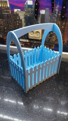 Flower Basket with Fence Laser Cut CDR File